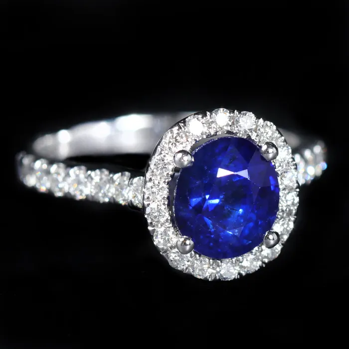 The Gem House Rings 14K White Gold 227 Carat Sapphire and Diamond Ring