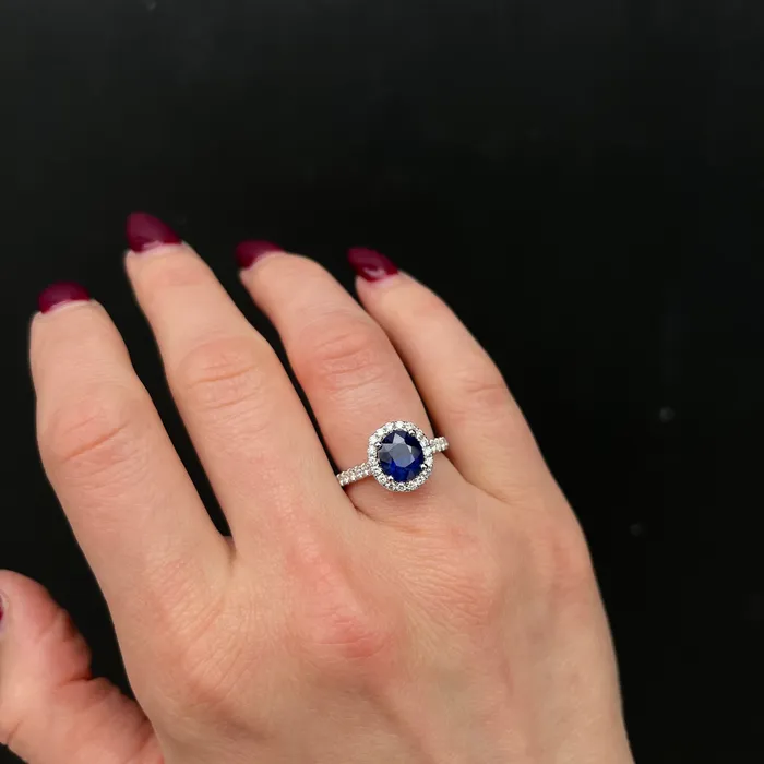 The Gem House Rings 14K White Gold 227 Carat Sapphire and Diamond Ring