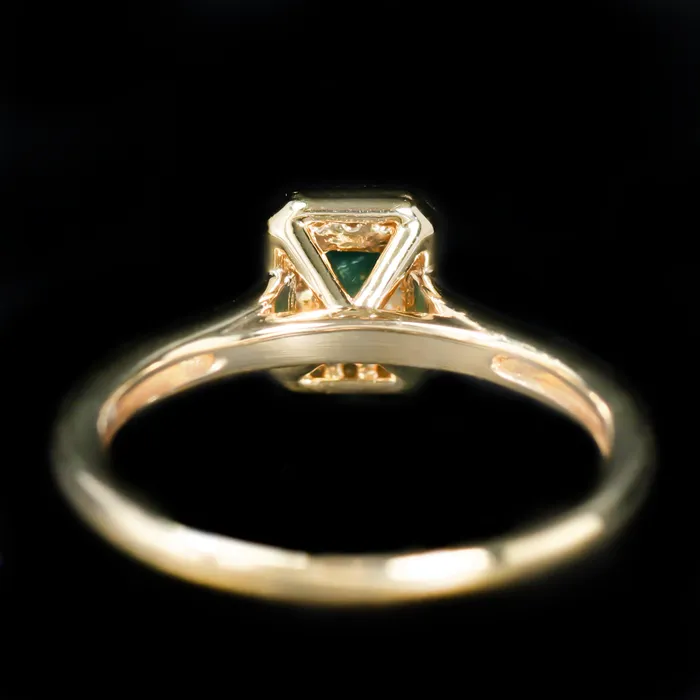 The Gem House Rings 18K Yellow Gold 029 Carat Emerald and Diamond Ring