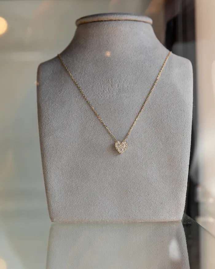 Yellow Gold Pave Diamond Slide Heart Necklace RACHEL LYNN CHICAGO Necklaces