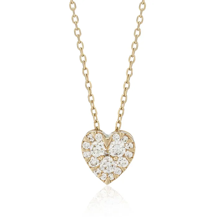 Yellow Gold Pave Diamond Slide Heart Necklace RACHEL LYNN CHICAGO Necklaces