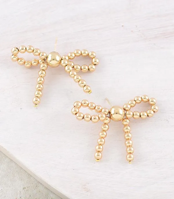 YKT Earrings WESTERN NAVAJO PEARL GOLD BEAD BOW EARRINGS