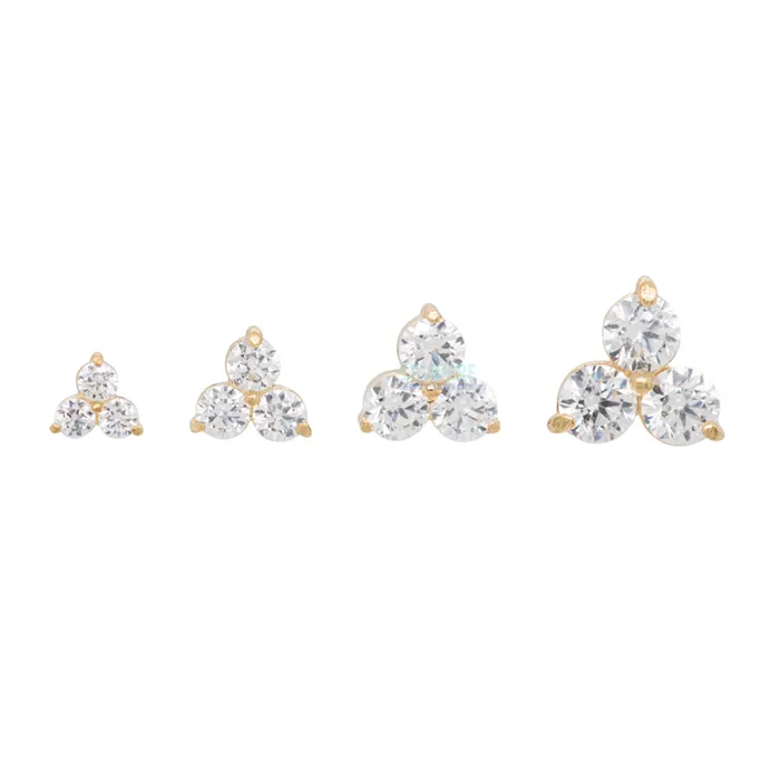 15mm Trio Threaded End in Rose Gold with BrilliantCut Gems Anatometal Earrings