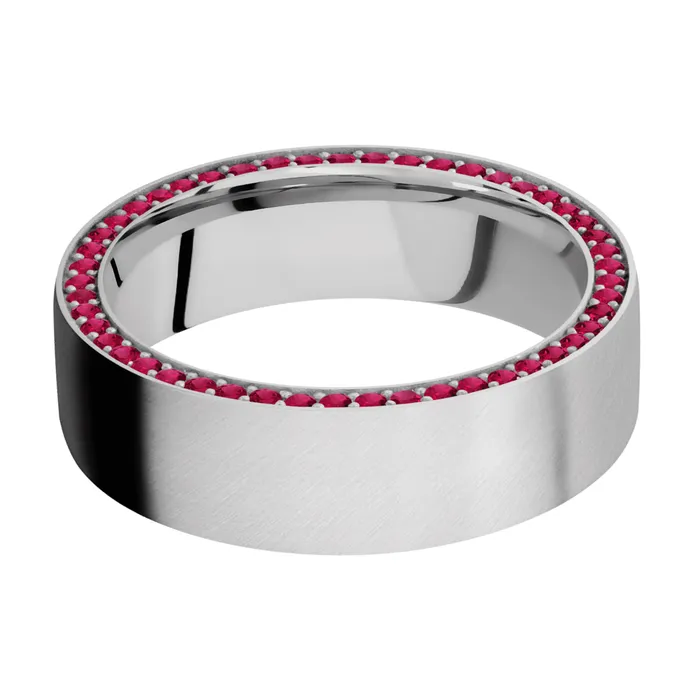 14K White Gold Band with Ruby Eternity Arrangement Lashbrook Rings