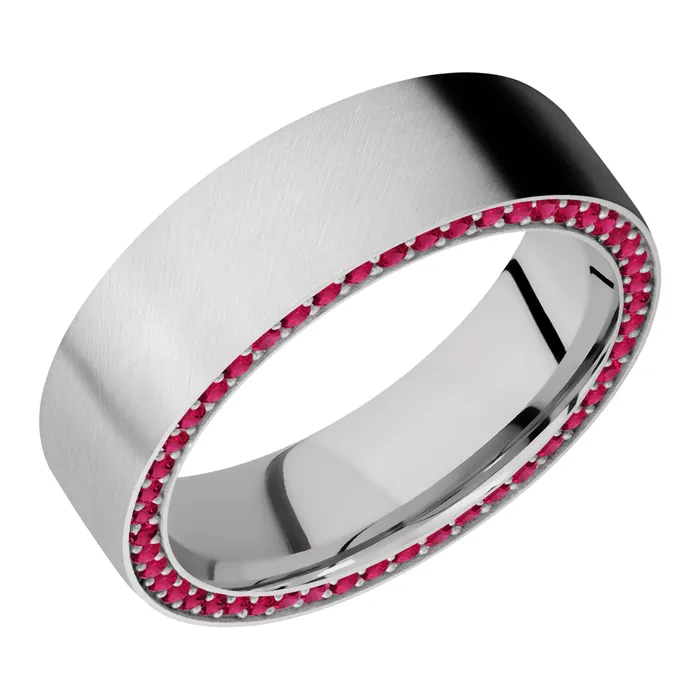 14K White Gold Band with Ruby Eternity Arrangement Lashbrook Rings 14K White Gold Band with Ruby Eternity Arrangement Lashbrook Rings