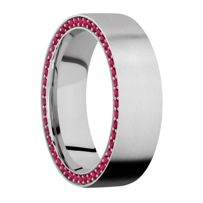 14K White Gold Band with Ruby Eternity Arrangement Lashbrook Rings 14K White Gold Band with Ruby Eternity Arrangement Lashbrook Rings