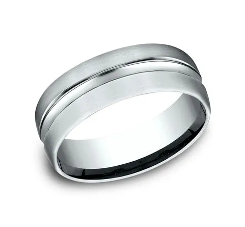 14K White Gold Convex Cut Band Benchmark Rings 14K White Gold Convex Cut Band Benchmark Rings