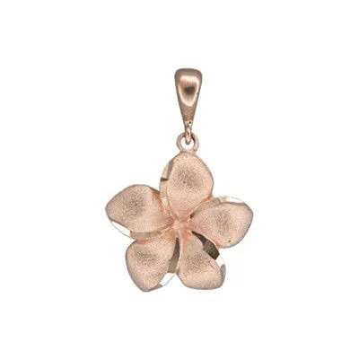 14KT Solid Rose Gold Pika 15mm Plumeria Pendant Rosa Marianas Necklaces