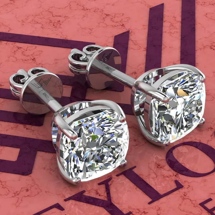 25 CT x2 Square Cushion Cut Stud D Color Basket Moissanite Earrings Leyloon Jewelry Earrings 25 CT x2 Square Cushion Cut Stud D Color Basket Moissanite Earrings Leyloon Jewelry Earrings
