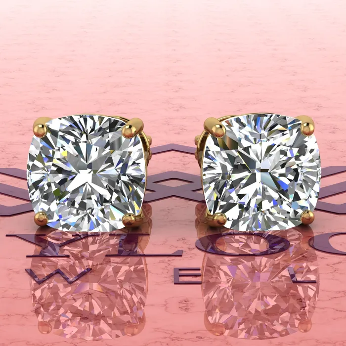 25 CT x2 Square Cushion Cut Stud D Color Basket Moissanite Earrings Leyloon Jewelry Earrings