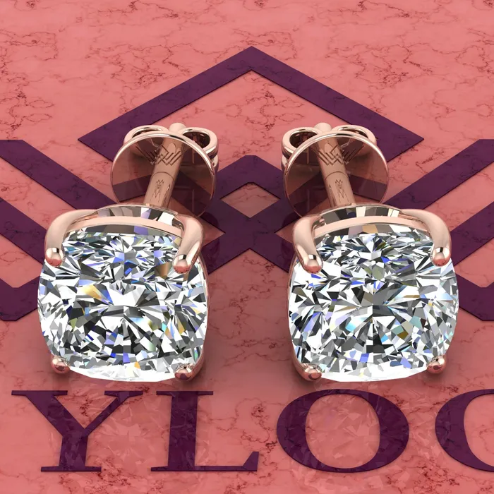 25 CT x2 Square Cushion Cut Stud D Color Basket Moissanite Earrings Leyloon Jewelry Earrings