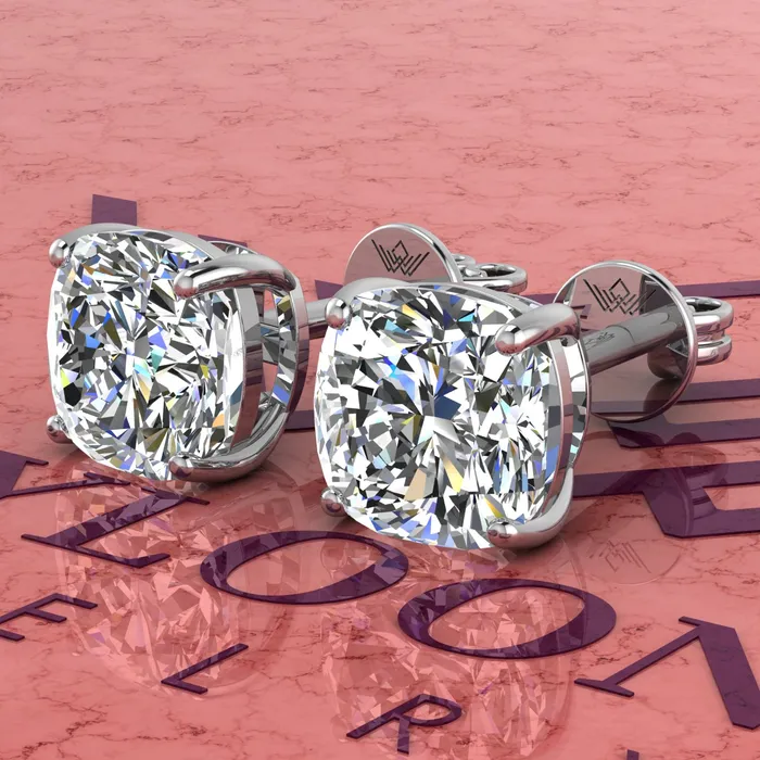 25 CT x2 Square Cushion Cut Stud D Color Basket Moissanite Earrings Leyloon Jewelry Earrings