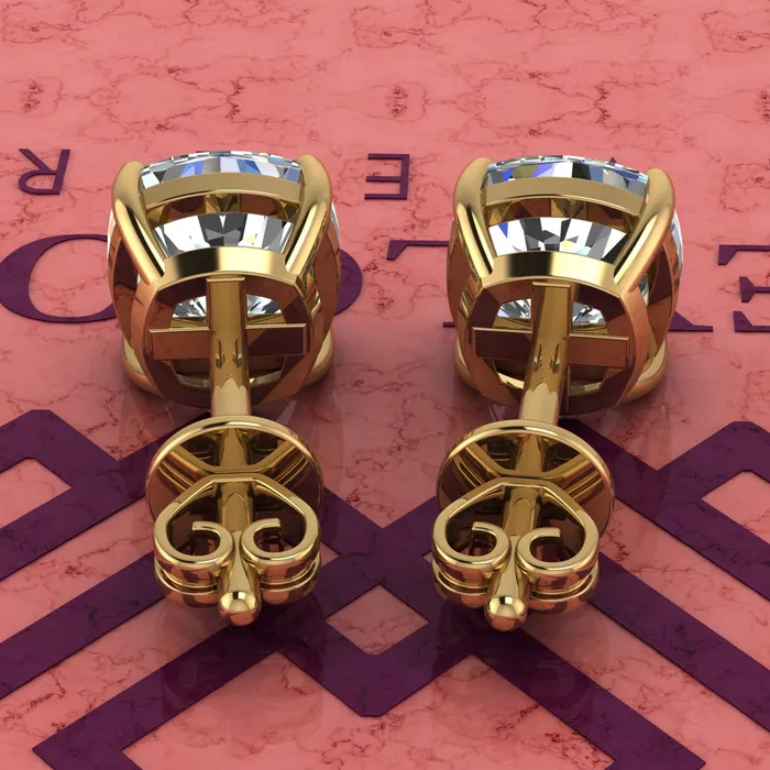 25 CT x2 Square Cushion Cut Stud D Color Basket Moissanite Earrings Leyloon Jewelry Earrings