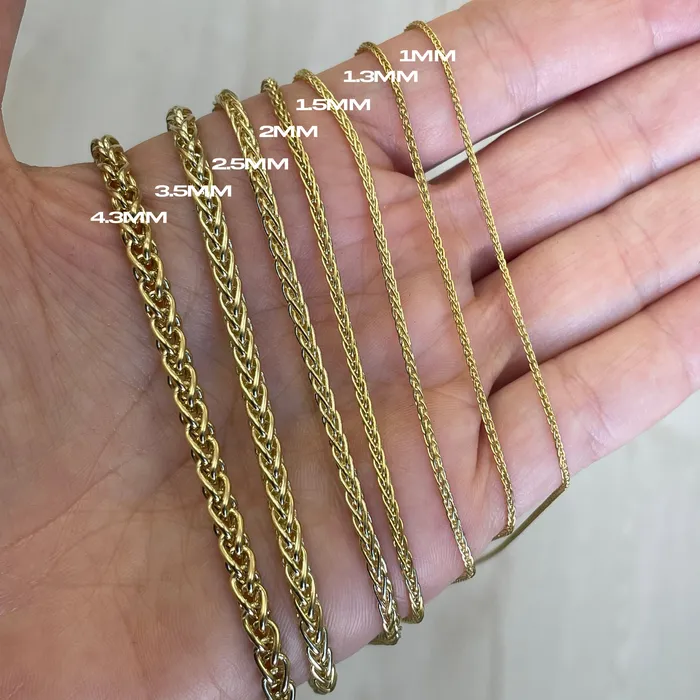 25MM Wheat Chain Saints Gold Necklaces