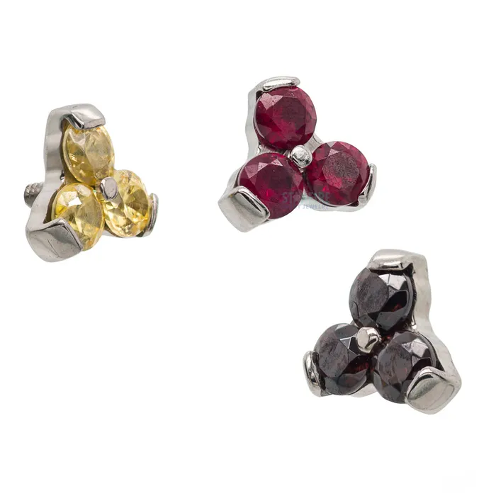 2mm Faceted Gems in Trinity Menage a Trois Threaded End Industrial Strength IS Earrings 2mm Faceted Gems in Trinity Menage a Trois Threaded End Industrial Strength IS Earrings
