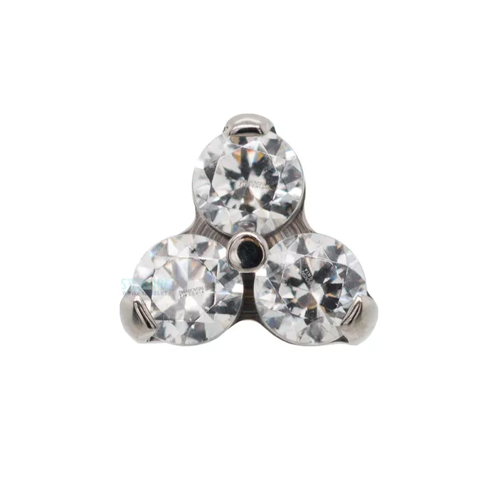 2mm Faceted Gems in Trinity Menage a Trois Threaded End Industrial Strength IS Earrings