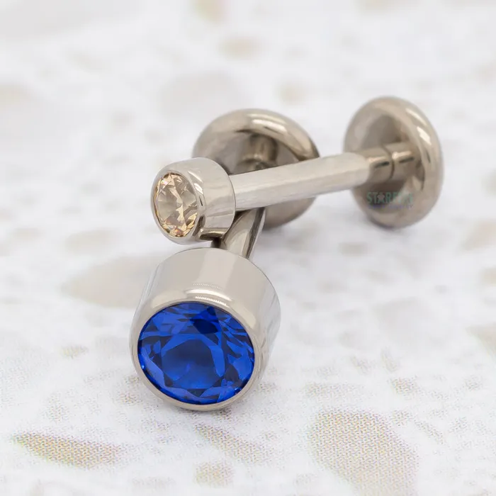 3mm Bezelset Round Faceted Gem on Flatback Industrial Strength IS Earrings
