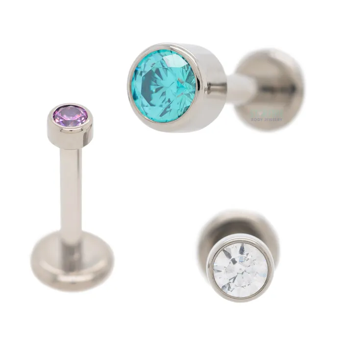 3mm Bezelset Round Faceted Gem on Flatback Industrial Strength IS Earrings