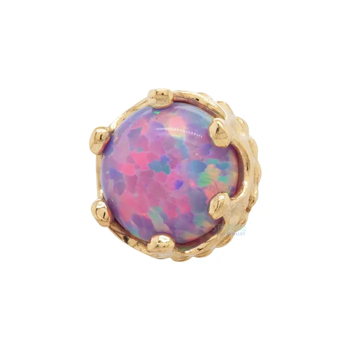 4mm Queen Crown Threaded End Gold with Opal Cabochon Anatometal Earrings