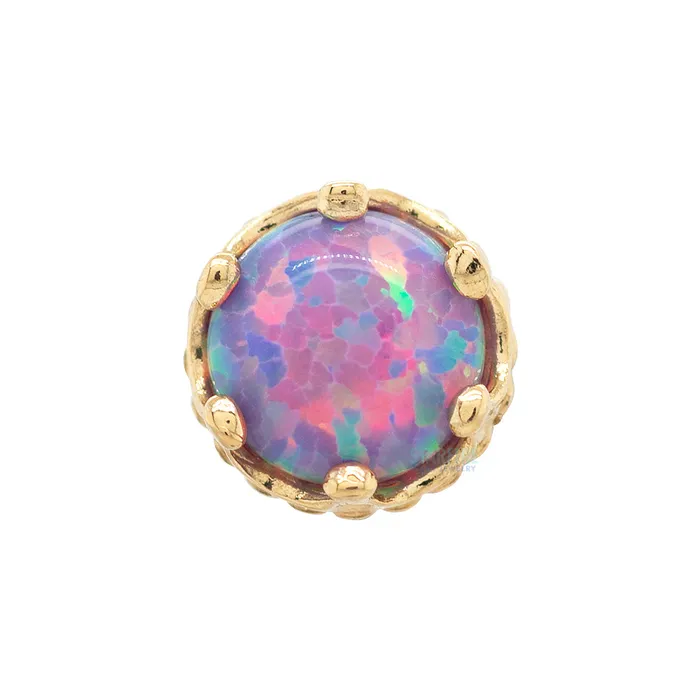 4mm Queen Crown Threaded End Gold with Opal Cabochon Anatometal Earrings