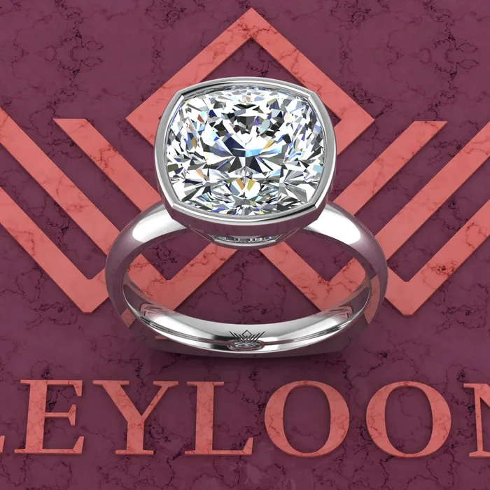 5 Carat Square Cushion Cut Bezel Euro Shank Solitaire D Color Moissanite Ring Leyloon Jewelry Rings