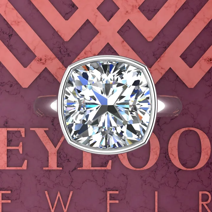 5 Carat Square Cushion Cut Bezel Euro Shank Solitaire D Color Moissanite Ring Leyloon Jewelry Rings