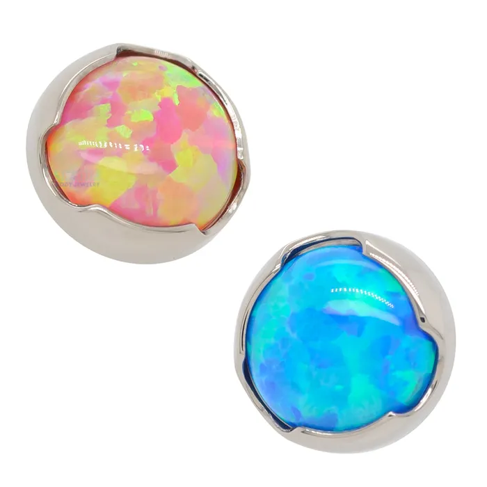 6mm ProngSet Opal Cabochon Threaded End Anatometal Earrings