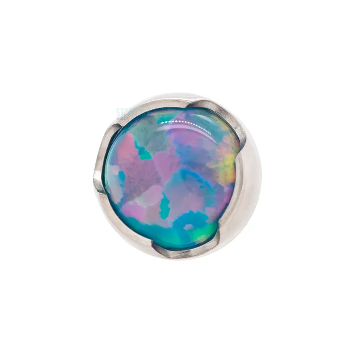6mm ProngSet Opal Cabochon Threaded End Anatometal Earrings