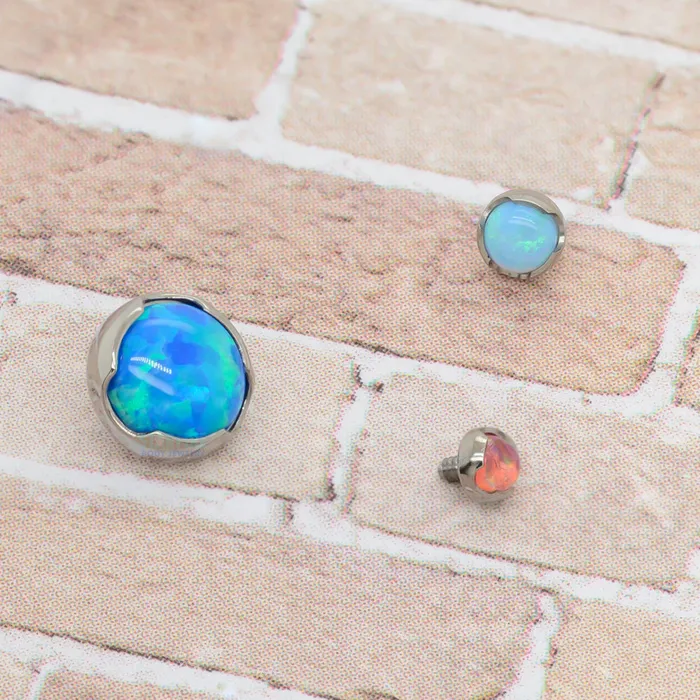 6mm ProngSet Opal Cabochon Threaded End Anatometal Earrings