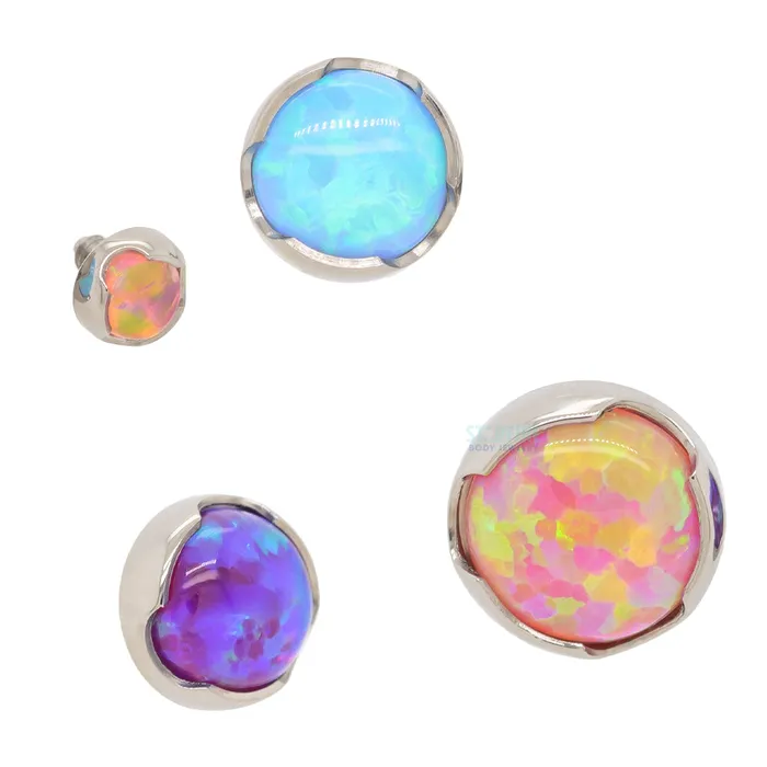 6mm ProngSet Opal Cabochon Threaded End Anatometal Earrings