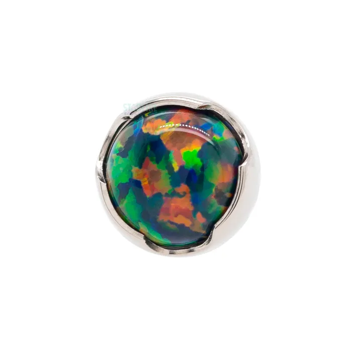 6mm ProngSet Opal Cabochon Threaded End Anatometal Earrings