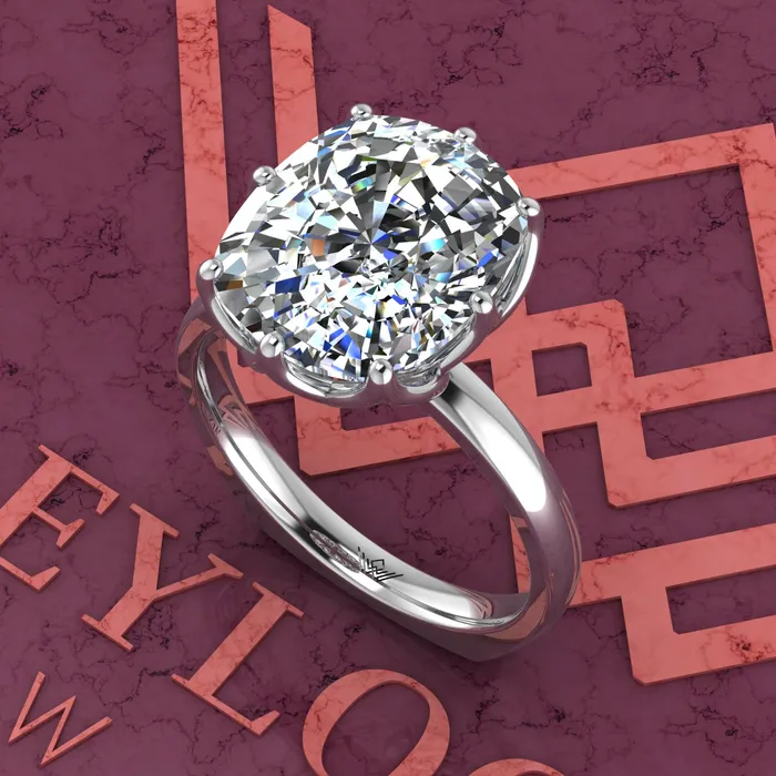 75 Carat Medium Cushion Cut Tulip Set 8 Prong Solitaire Euro Shank D Color Moissanite Ring Leyloon Jewelry Rings