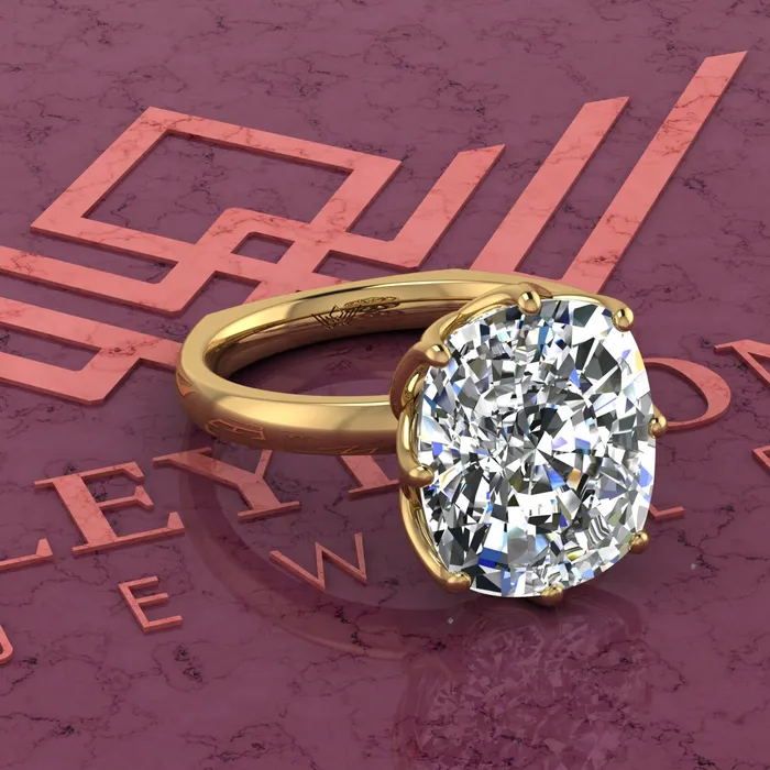 75 Carat Medium Cushion Cut Tulip Set 8 Prong Solitaire Euro Shank D Color Moissanite Ring Leyloon Jewelry Rings