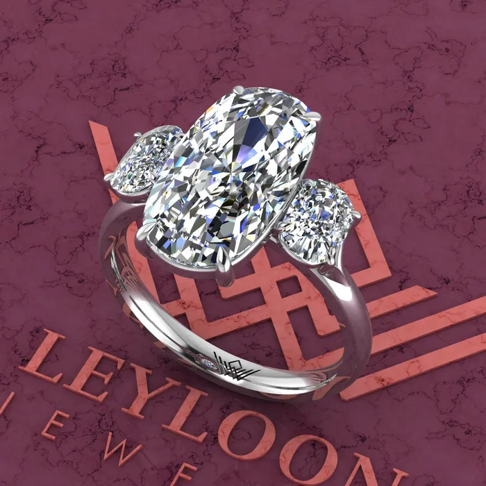 84 CTW Elongated Cushion Cut ThreeStone D Color Basket Moissanite Ring Leyloon Jewelry Rings 84 CTW Elongated Cushion Cut ThreeStone D Color Basket Moissanite Ring Leyloon Jewelry Rings