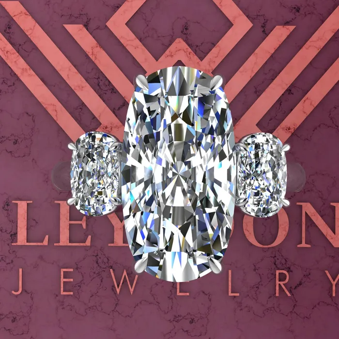 84 CTW Elongated Cushion Cut ThreeStone D Color Basket Moissanite Ring Leyloon Jewelry Rings