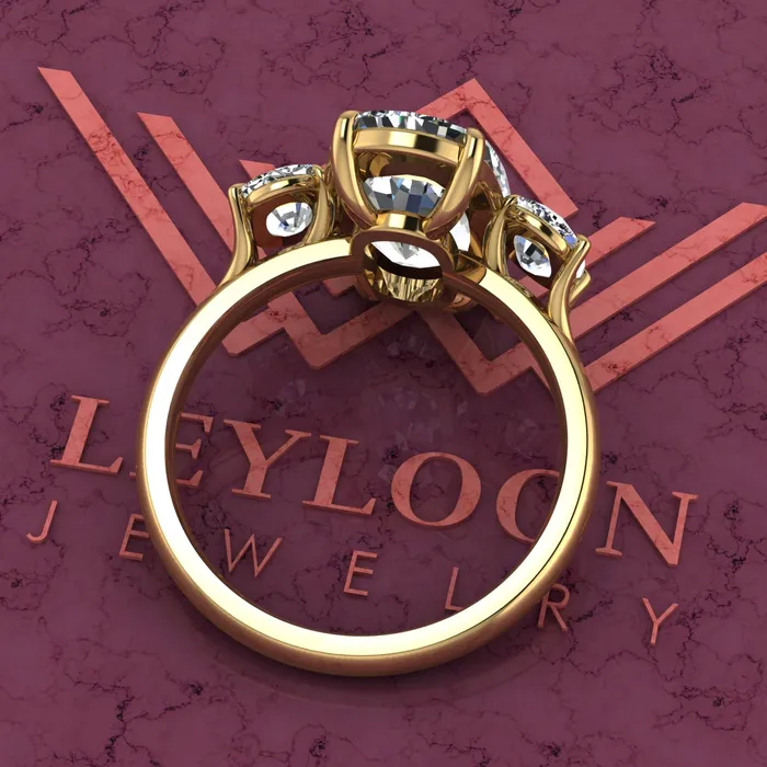 84 CTW Elongated Cushion Cut ThreeStone D Color Basket Moissanite Ring Leyloon Jewelry Rings