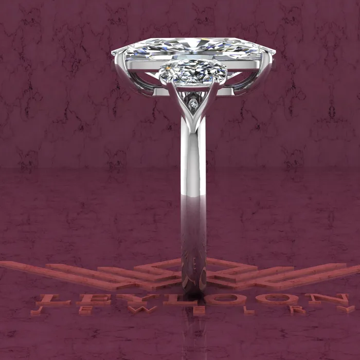 84 CTW Elongated Cushion Cut ThreeStone D Color Basket Moissanite Ring Leyloon Jewelry Rings