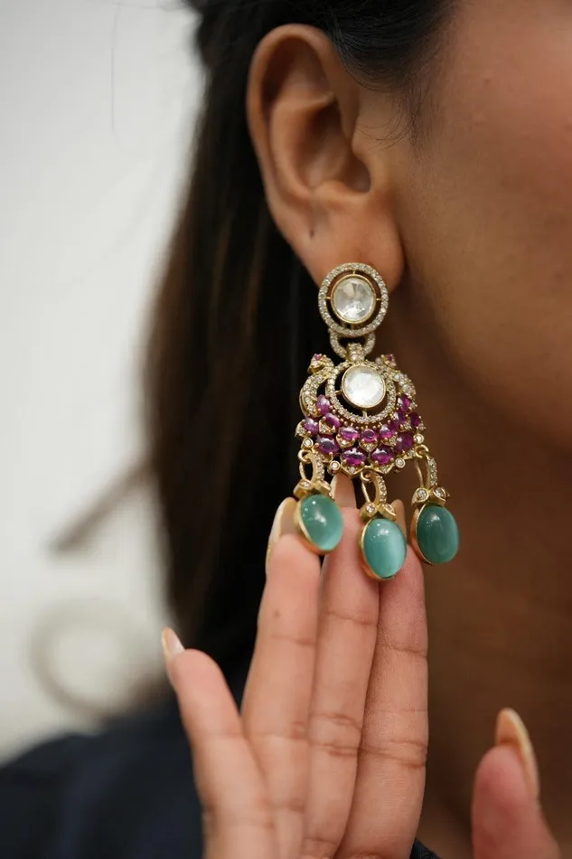 Aabroo Indian Mid Sized Polki Earrings Attrangi Earrings