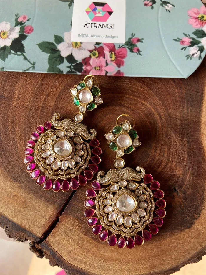Amoora Indo Western Antique Gold Earrings Attrangi Earrings Amoora Indo Western Antique Gold Earrings Attrangi Earrings