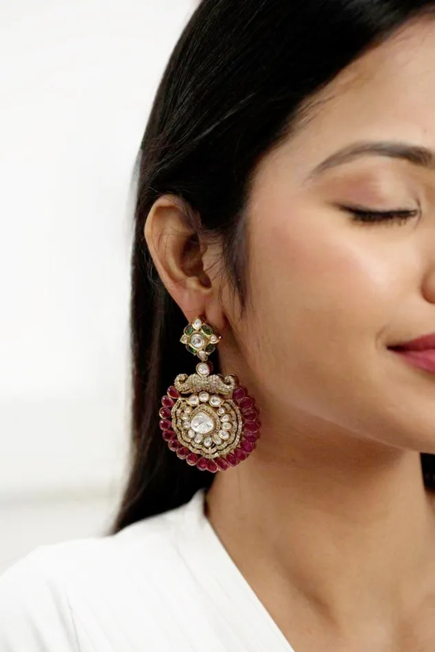 Amoora Indo Western Antique Gold Earrings Attrangi Earrings Amoora Indo Western Antique Gold Earrings Attrangi Earrings
