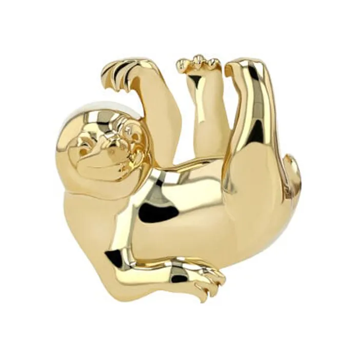 Anatometal Earrings Sloth Threaded End in Gold