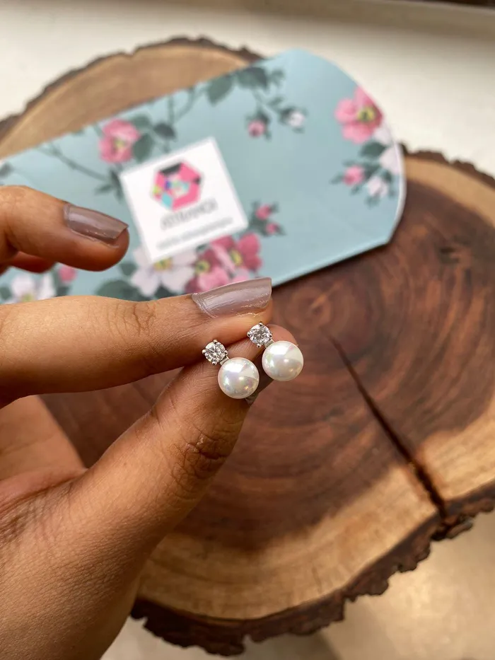 attrangi Earrings Divina Daily Wear Pearl Drop Studs