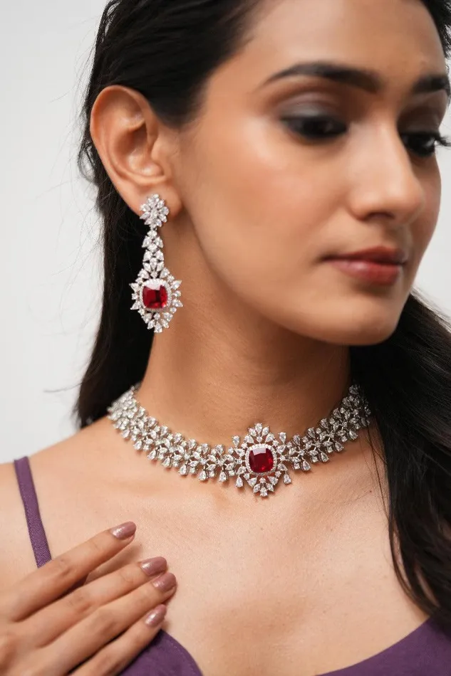 Attrangi Necklaces Saira Empress Diamond Necklace Choker Set Attrangi Necklaces Saira Empress Diamond Necklace Choker Set