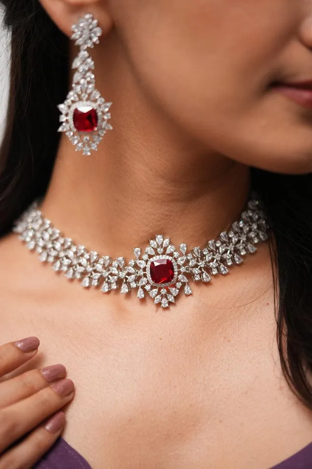Attrangi Necklaces Saira Empress Diamond Necklace Choker Set Attrangi Necklaces Saira Empress Diamond Necklace Choker Set