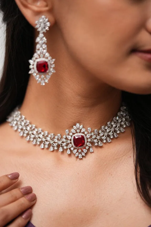 Attrangi Necklaces Saira Empress Diamond Necklace Choker Set Attrangi Necklaces Saira Empress Diamond Necklace Choker Set