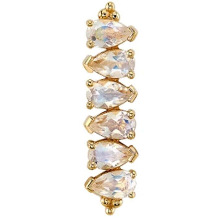 Body Vision BVLA Earrings Lira Threaded End in Gold with Faceted Rainbow Moonstone