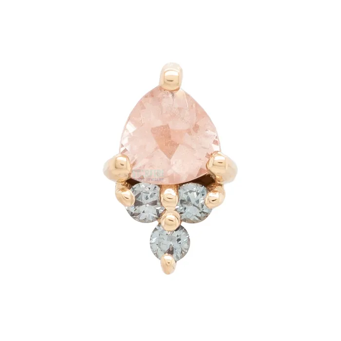Body Vision BVLA Earrings Tau Threaded End in Gold with Oregon Sunstone Grey Sapphires