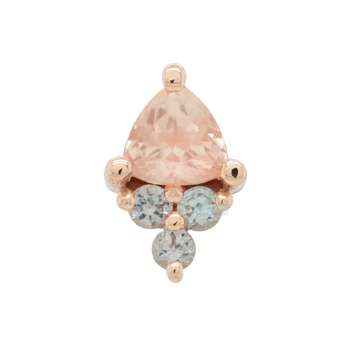 Body Vision BVLA Earrings Tau Threaded End in Gold with Oregon Sunstone Grey Sapphires