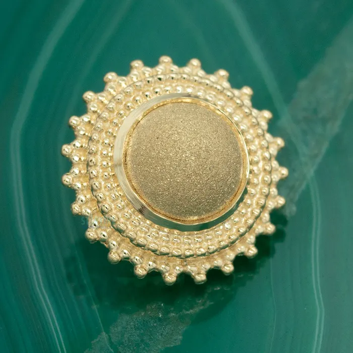 Body Vision BVLA Earrings threadless Round Afghan Pin in Gold with Sandblasted Gold Bead