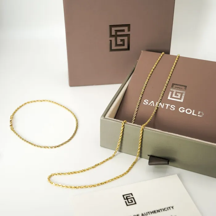 Bracelets 17MM Rope chain and bracelet Set Saints Gold